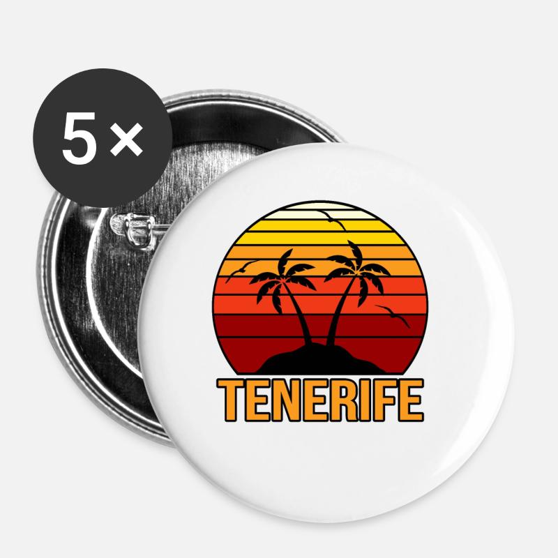 Teneriffa - Buttons groß 56 mm (5er Pack) - Weiß
