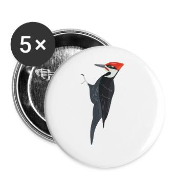 Illustration d’oiseau pic empilé - Lot de 5 grands badges (56 mm) - blanc - Devant