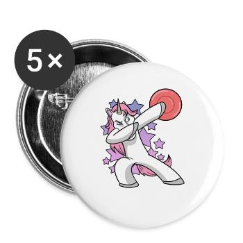Dabbing Unicorn Frisbee Golf Disc Golf - Buttons large 2.2''/56 mm (5-pack) - white - Front