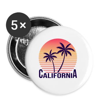 Californie - Lot de 5 grands badges (56 mm) - blanc - Devant