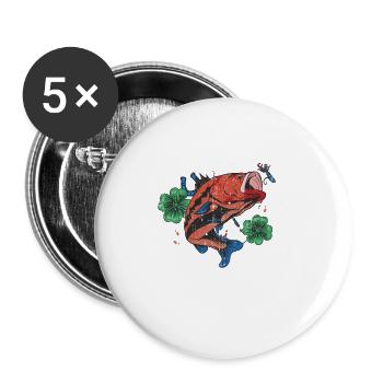 Das ist mein Lieblings Angel Shirt Angeln Zubehör - Buttons groß 56 mm (5er Pack) - Weiß - Vorne