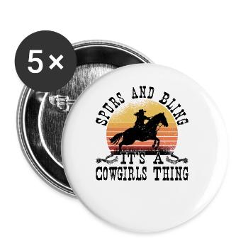 Rodeo Western Cowboy Wilder Westen Retro - Buttons groß 56 mm (5er Pack) - Weiß - Vorne
