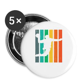 Handball Handballer Retro - Buttons groß 56 mm (5er Pack) - Weiß - Vorne