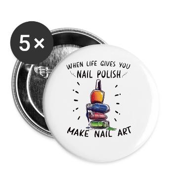 Nail Tech Nail Technician Manicurist Nails Artist - Buttons large 2.2''/56 mm (5-pack) - white - Front