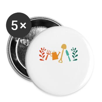 Hobbygärtner Gartenarbeit Gärtner Gärtnerin Garten - Buttons groß 56 mm (5er Pack) - Weiß - Vorne