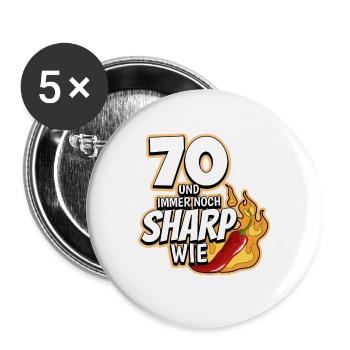70. Geburtstag - Buttons groß 56 mm (5er Pack) - Weiß - Vorne