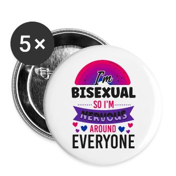Bisexual Bi Pride Flag I'M - Buttons groß 56 mm (5er Pack) - Weiß - Vorne