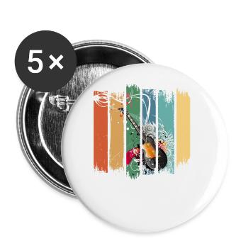 Retro Electric Guitar Pick Guitarists Musicians - Buttons large 2.2''/56 mm (5-pack) - white - Front
