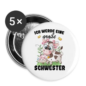 Ich Werde Eine Große Schwester 2023 - Buttons groß 56 mm (5er Pack) - Weiß - Vorne