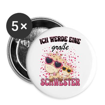 Ich Werde Eine Große Schwester 2023 - Buttons groß 56 mm (5er Pack) - Weiß - Vorne