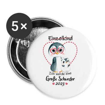 Ich Werde Eine Große Schwester 2023 - Buttons groß 56 mm (5er Pack) - Weiß - Vorne