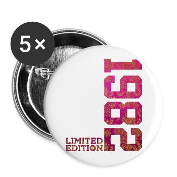 44. GEBURTSTAG PINK LIMITED EDITION 1982 - Buttons groß 56 mm (5er Pack) - Weiß - Vorne