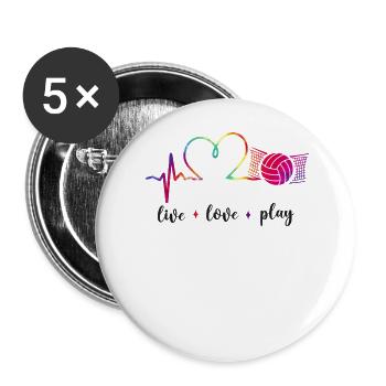 Volleyball Player Team Heartbeat - Buttons large 2.2''/56 mm (5-pack) - white - Front