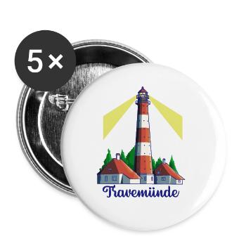 Leuchtturm - Ostseebad Travemünde - Buttons groß 56 mm (5er Pack) - Weiß - Vorne