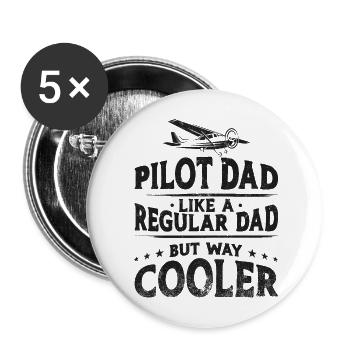 Pilote d’avion Papa Père Vintage - Lot de 5 grands badges (56 mm) - blanc - Devant