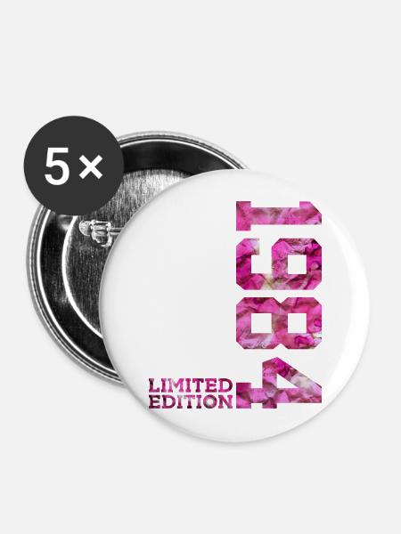 LIMITED EDITION 1984 PINK 42. GEBURTSTAG - Buttons groß 56 mm (5er Pack) - Weiß