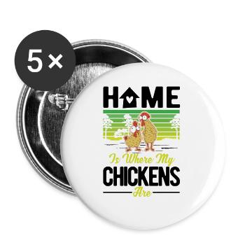 Chickens Home Chicken Chicken Chicken - Buttons large 2.2''/56 mm (5-pack) - white - Front