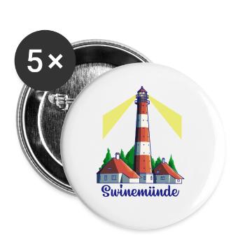 Leuchtturm - Ostseebad Swinemünde - Buttons groß 56 mm (5er Pack) - Weiß - Vorne