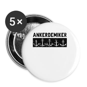 Ankerdemiker Schiffer Seemann Boot Segeln Kapitän - Buttons groß 56 mm (5er Pack) - Weiß - Vorne