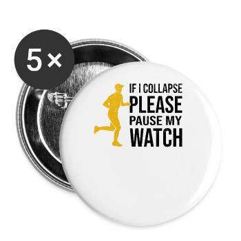 Coureurs de marathon courant semi-marathon disant - Lot de 5 grands badges (56 mm) - blanc - Devant