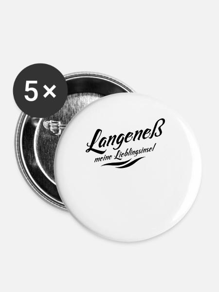 Meine Lieblingsinsel Langeneß - Buttons groß 56 mm (5er Pack) - Weiß