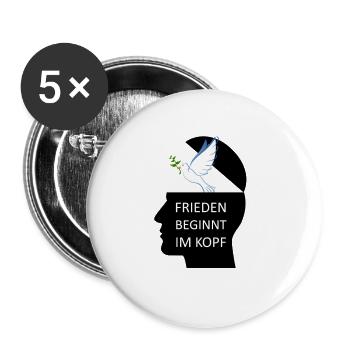 Frieden beginnt im Kopf Friedenstaube Ukraine - Buttons groß 56 mm (5er Pack) - Weiß - Vorne