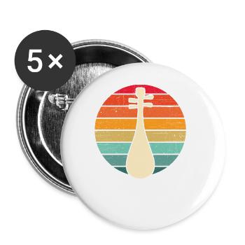 Biwa Asiatisches RETRO Streich Instrument - Buttons groß 56 mm (5er Pack) - Weiß - Vorne