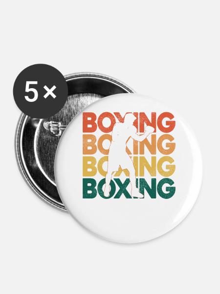 Boxing Retro Vintage Boxing - Buttons groß 56 mm (5er Pack) - Weiß
