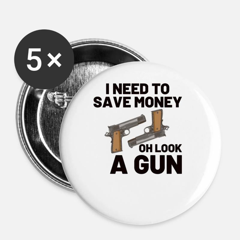 Gun Rights Gun Lover 2. Änderung Geschenkidee - Buttons groß 56 mm (5er Pack) - Weiß