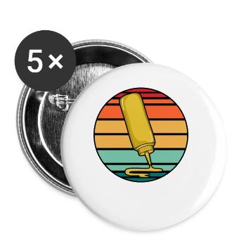 Eat mustard sauce squeeze gift - Buttons large 2.2''/56 mm (5-pack) - white - Front