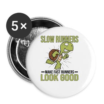 Coureurs de marathon en course semi-marathon - Lot de 5 grands badges (56 mm) - blanc - Devant