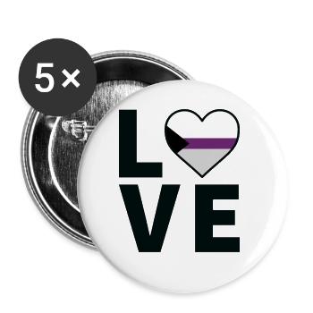 Herz - LGBTQIA Love Demisexual - Buttons groß 56 mm (5er Pack) - Weiß - Vorne