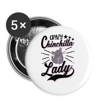 Crazy Chinchilla lady - Buttons large 2.2''/56 mm (5-pack) - white - Front