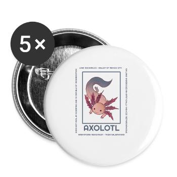 Axolotl Ambystoma Kawaii Design Amphibians Éleveur - Lot de 5 grands badges (56 mm) - blanc - Devant