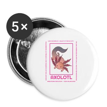 Axolotl Infographic Illustration Cute Pets - Buttons large 2.2''/56 mm (5-pack) - white - Front