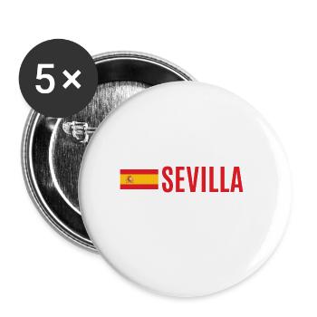 Pride Sevilla Tours Geschenk - Buttons groß 56 mm (5er Pack) - Weiß - Vorne
