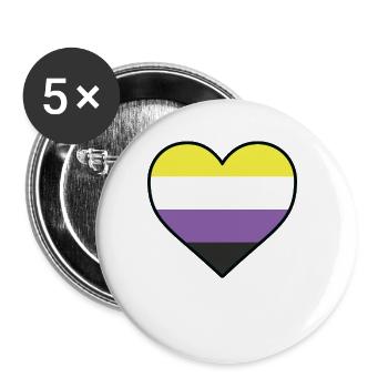 LGBT Heart - LGBTQIA Non Binary - Buttons large 2.2''/56 mm (5-pack) - white - Front