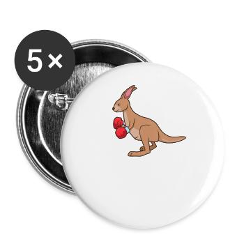 Mit Boxhandschuhen - Cartoon Känguru Boxt - Buttons groß 56 mm (5er Pack) - Weiß - Vorne