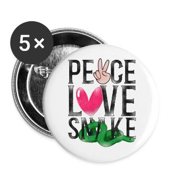Snake Serpent Girl Vintage Peace - Buttons groß 56 mm (5er Pack) - Weiß - Vorne