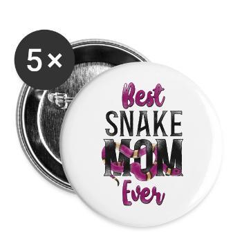 Snake Serpent Mom Mother Vintage - Buttons groß 56 mm (5er Pack) - Weiß - Vorne