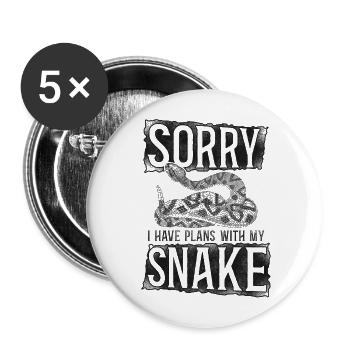 Snake Serpent Vintage Sorry I Have - Buttons groß 56 mm (5er Pack) - Weiß - Vorne