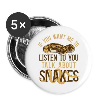 Snake Serpent If You Want Me To - Buttons groß 56 mm (5er Pack) - Weiß - Vorne