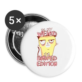 Annoyed Cartoon Cat - Limited Edition - Saying - Buttons large 2.2''/56 mm (5-pack) - white - Front