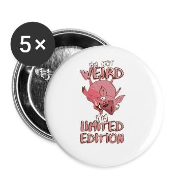 Cartoon Schwein im Sturzflug - Limited Edition - Buttons groß 56 mm (5er Pack) - Weiß - Vorne
