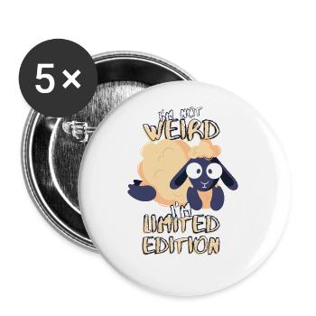 Süßes Cartoon Schaf - Limited Edition - Spruch - Buttons groß 56 mm (5er Pack) - Weiß - Vorne