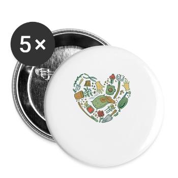 I'd Rather Be With My Farm - Buttons groß 56 mm (5er Pack) - Weiß - Vorne