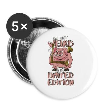 Cooles Cartoon Schwein - Limited Edition - Spruch - Buttons groß 56 mm (5er Pack) - Weiß - Vorne