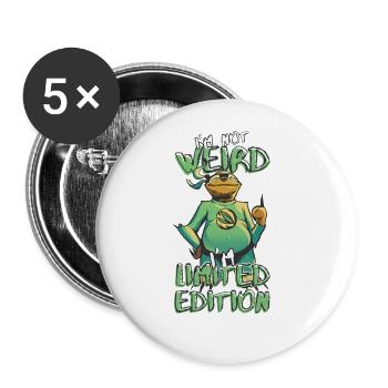 Cooles Cartoon Faultier - Limited Edition - Spruch - Buttons groß 56 mm (5er Pack) - Weiß - Vorne