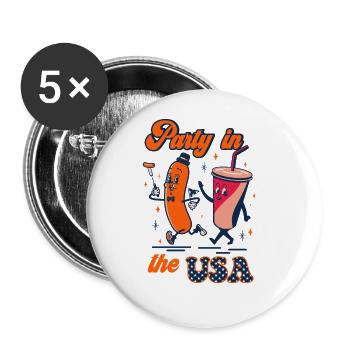 Party in The USA Retro 4th of July - Buttons large 2.2''/56 mm (5-pack) - white - Front