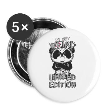 Genervter Cartoon Panda - Limited Edition - Spruch - Buttons groß 56 mm (5er Pack) - Weiß - Vorne